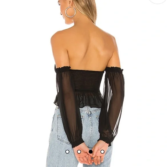 NWT Nickie Off Shoulder Top in Black XXS - Picture 3 of 4